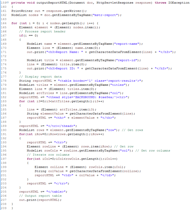 outputReportHTML Function