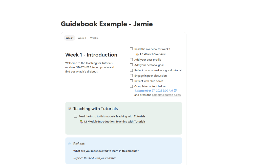 Screenshot of Guidebook Example.