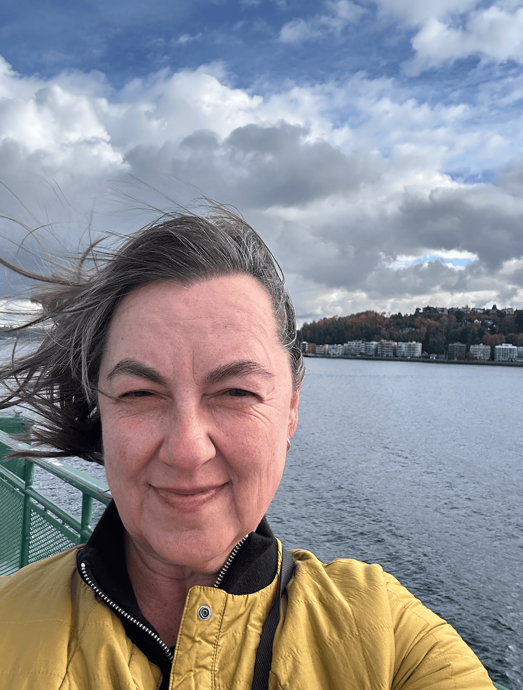 Jana Remy on a ferry, Puget Sound
