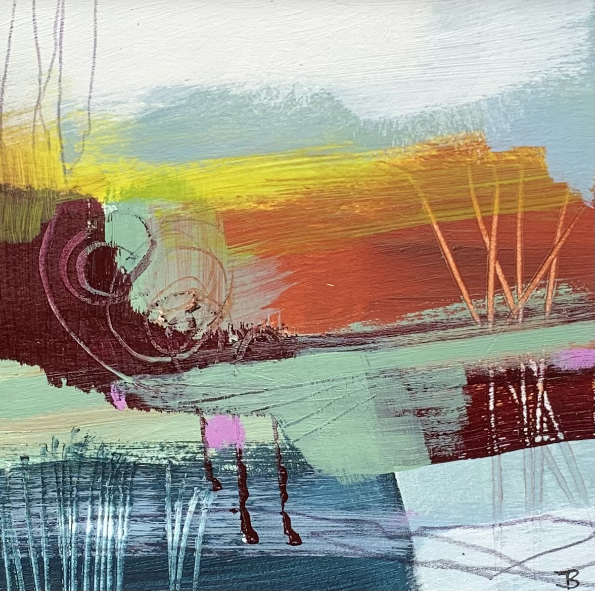 Acrylic on paper, 22x22cm Framed SOLD