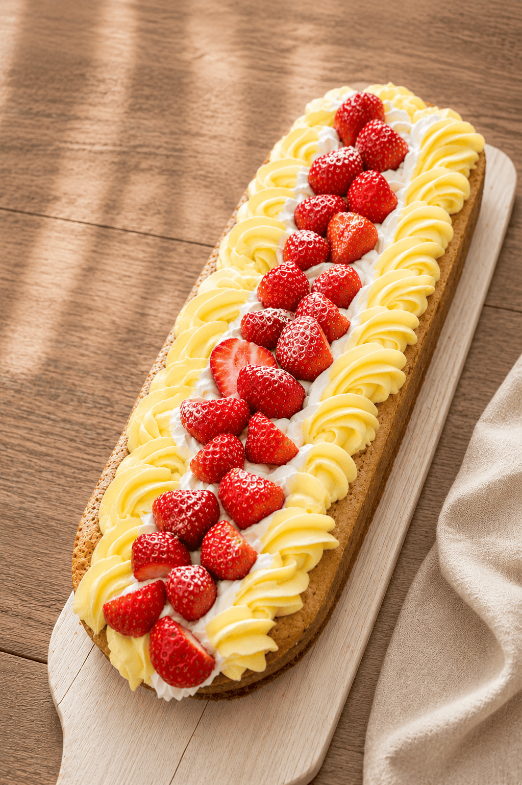 Heerlijke sloffenbodem met room, vers fruit en aardbeien!