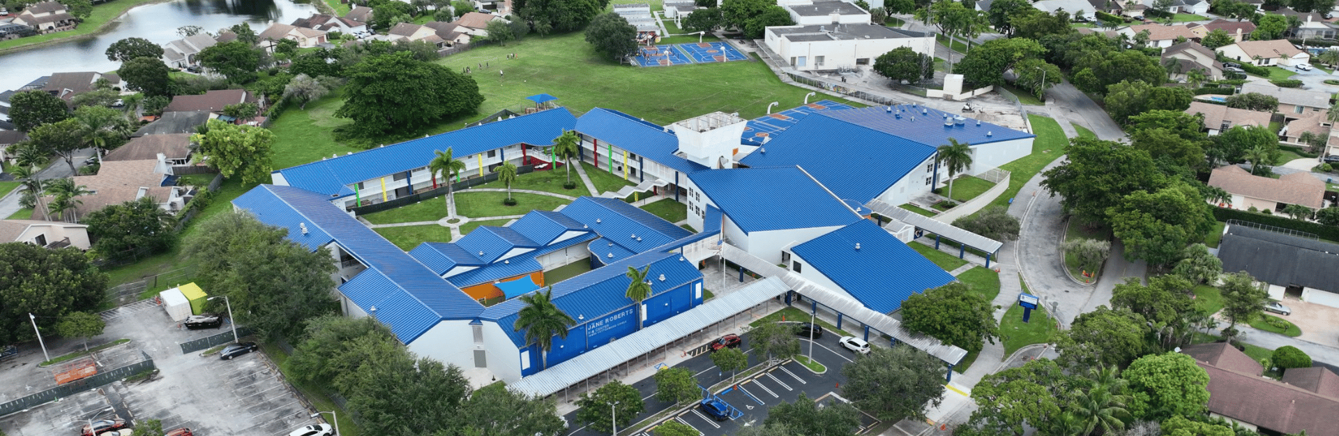 Front of School Drone Shot