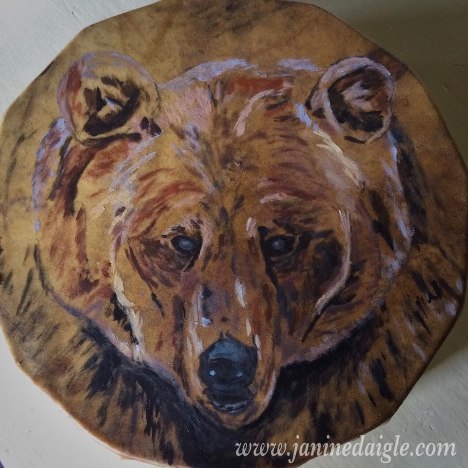 Bear Medicine, Acrylic on buffalo hyde drum, 18", 2015- $300