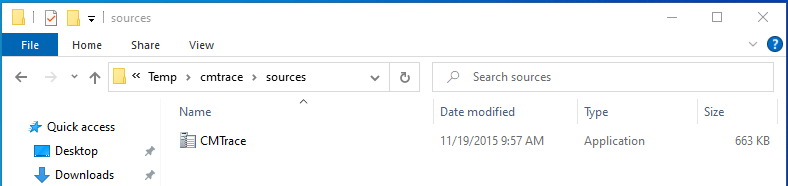 CMtrace sources folder prepared in a temp directory