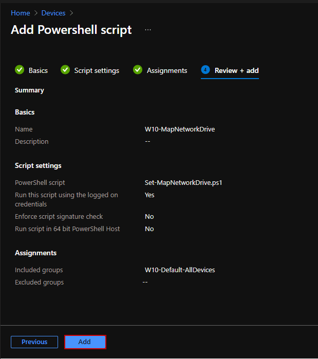 Map an Networkdrive with Intune