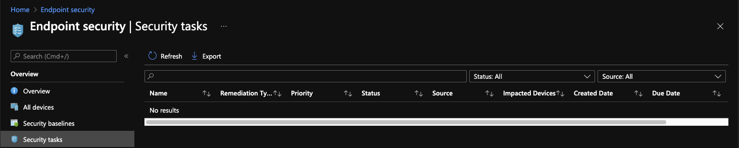 Microsoft Endpoint Manager endpoint security overview screen