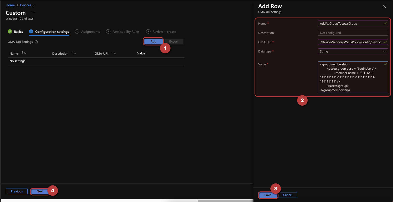 Add Azure AD Users and Groups to Local Groups with Intune