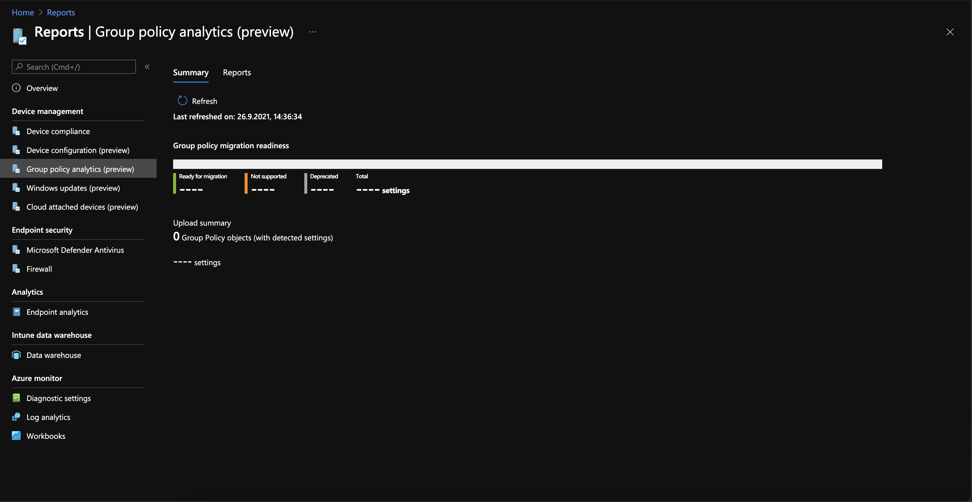 Microsoft Endpoint Manager reports dashboard overview