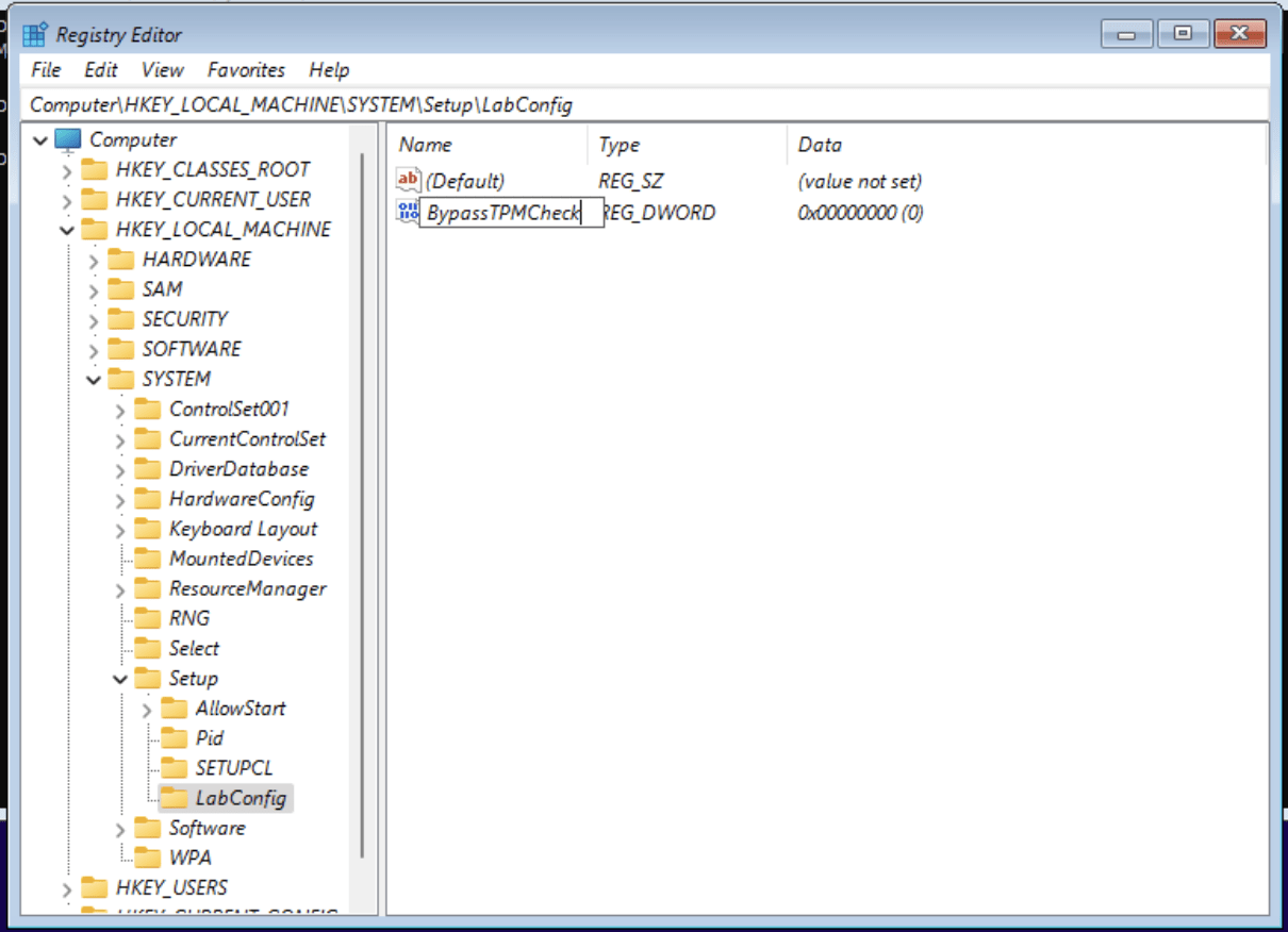 Install Windows 11 without TPM