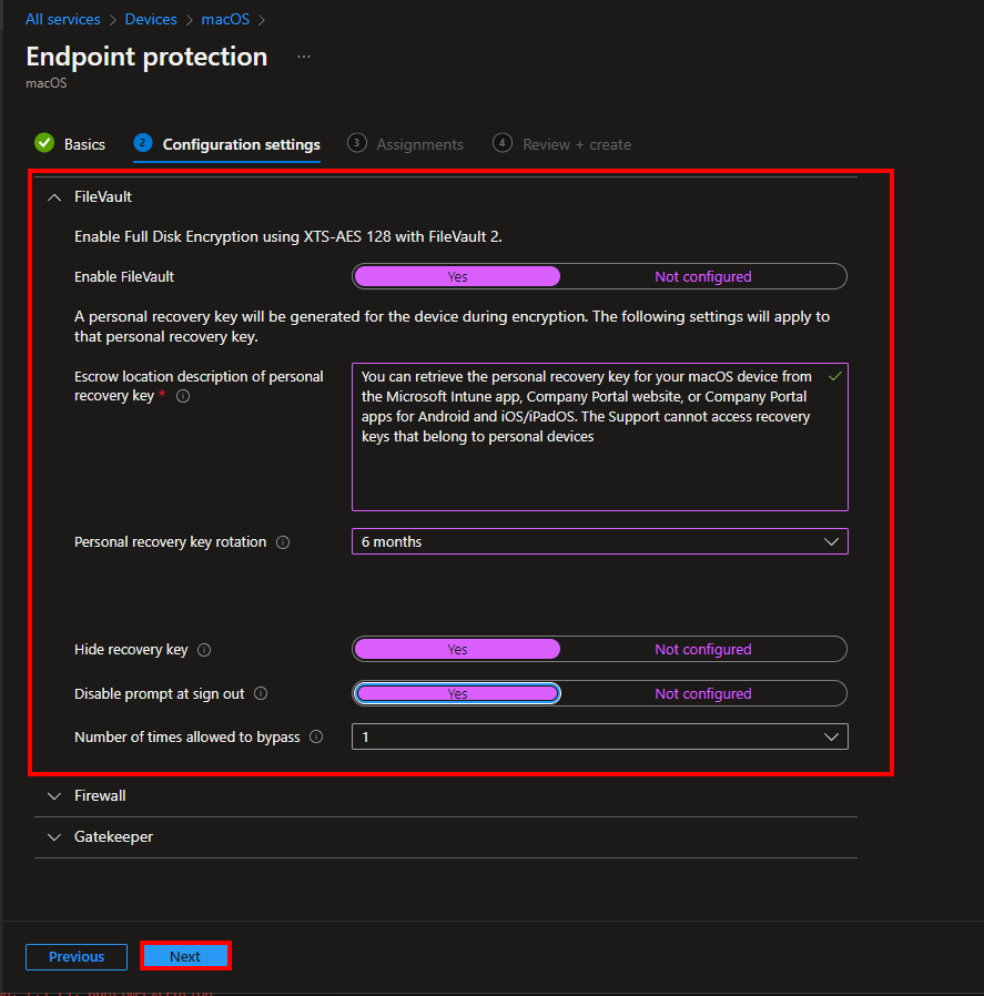 Activate Mac FileVault using Intune