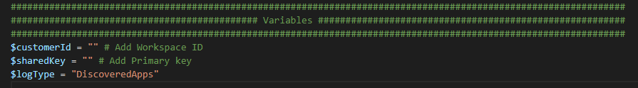 Script that copies Intune Discovered Apps to Log Analytics