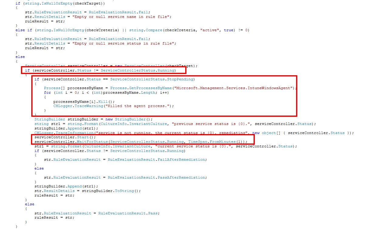 ClientHealthEval service status log output