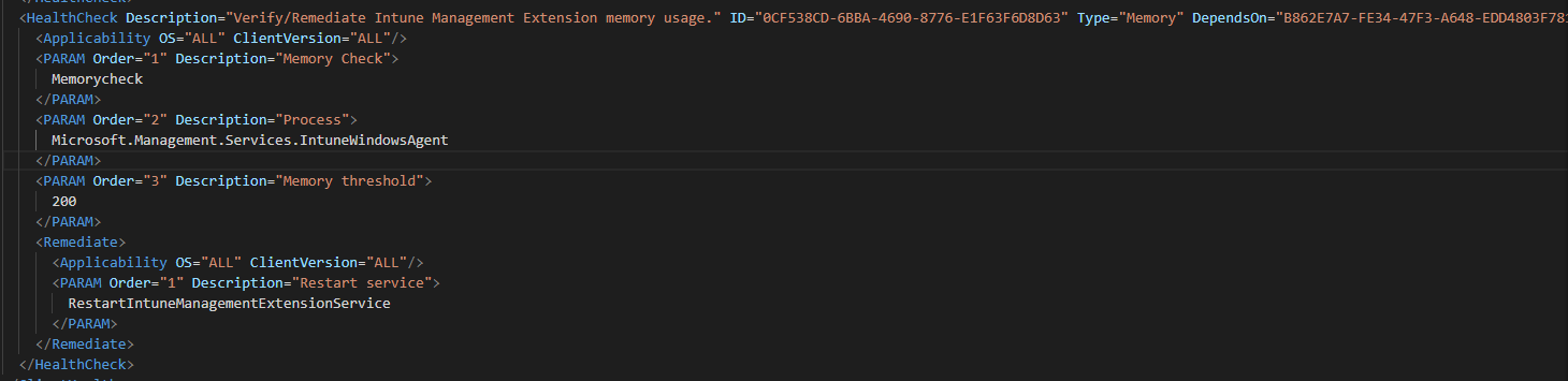 ClientHealthEval memory usage threshold of 200 MB