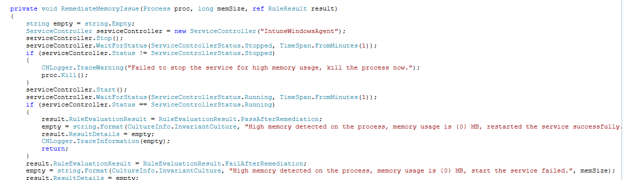 ClientHealthEval memory usage log entry