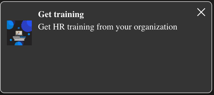 Notification area organizational messages