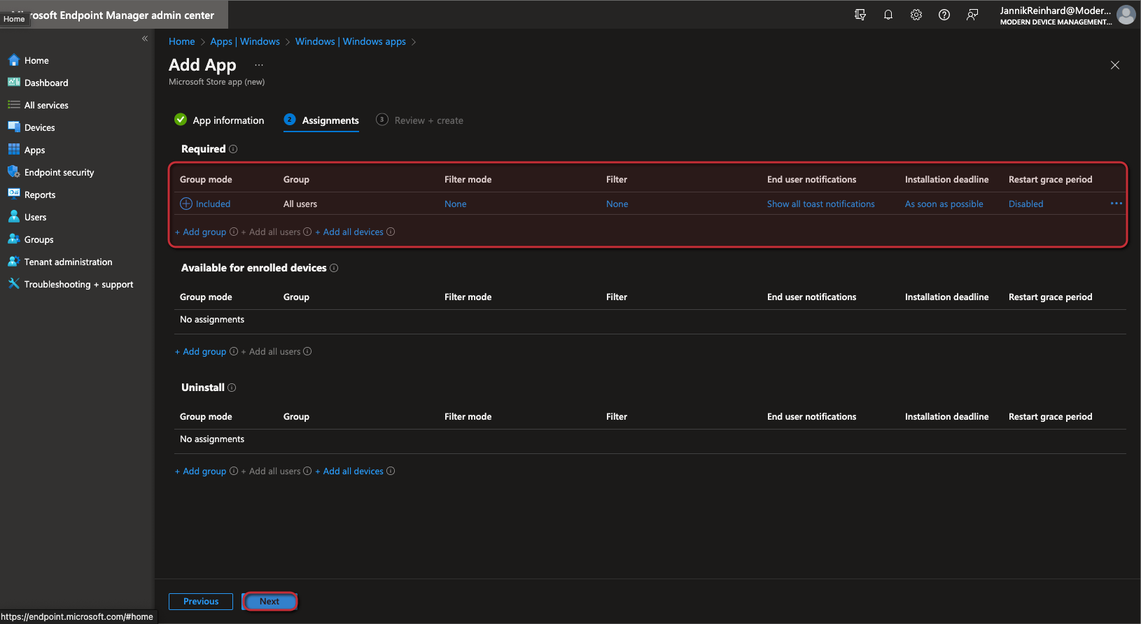 Deploy Windows Store Apps via Intune