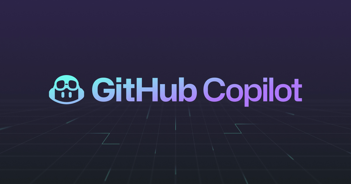GitHub Copilot logo on a coding background