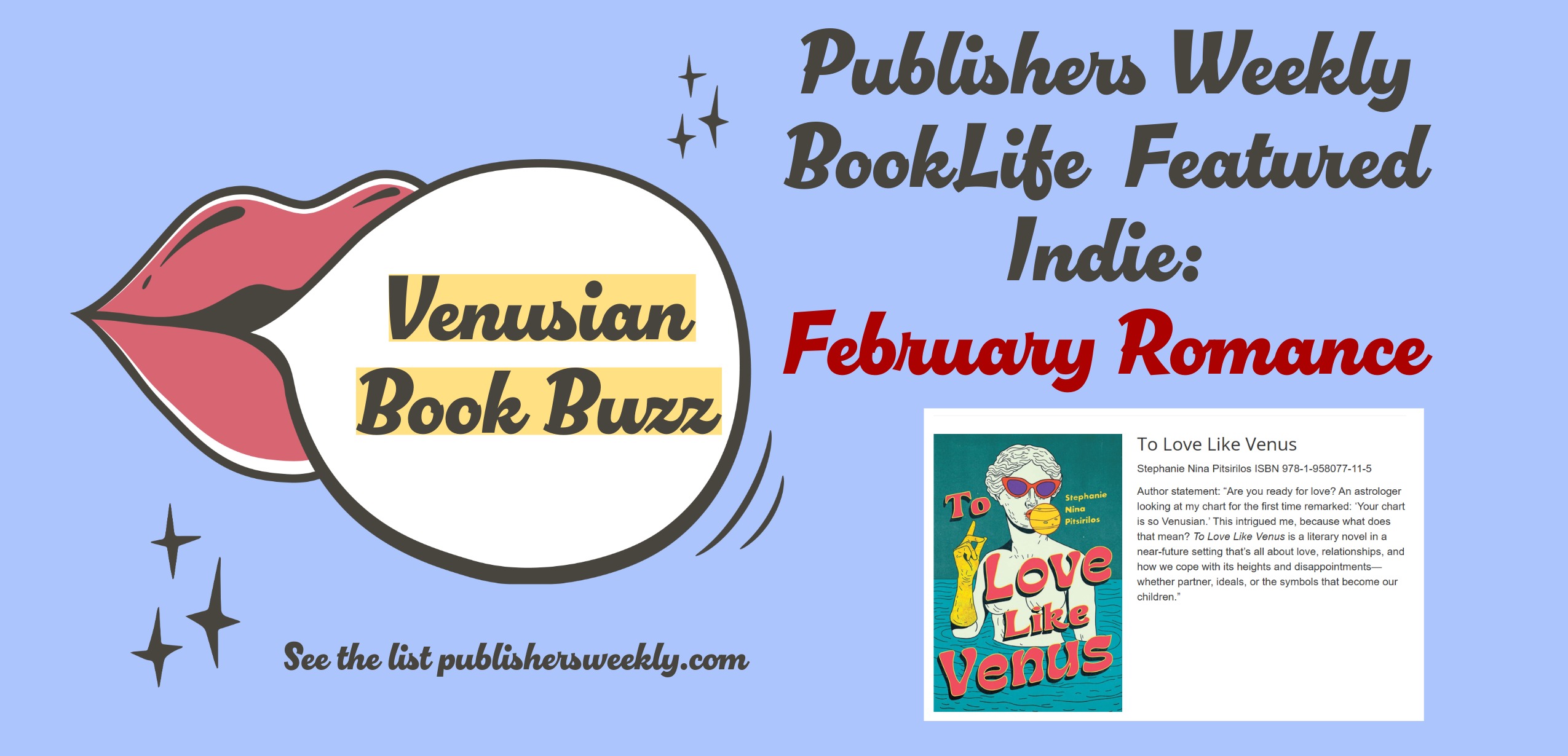 To Love Like Venus Spotlighted in Publishers Weekly