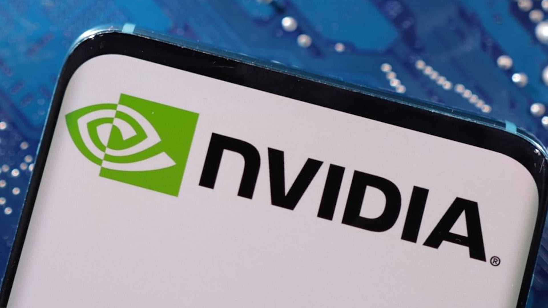 The Nvidia Logo on a phone screen.
