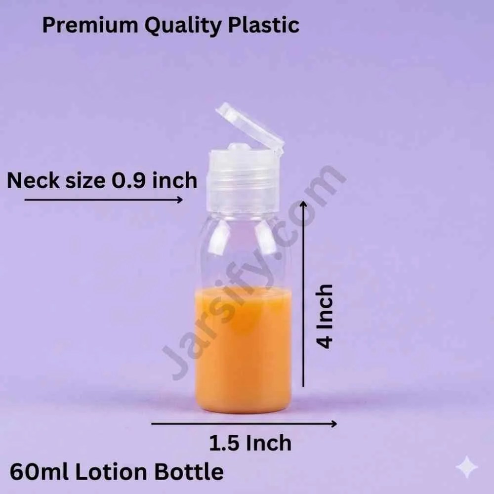 60ml plastic lotion bottle with flip cap, empty bottle for creams, sanitizer and travel use