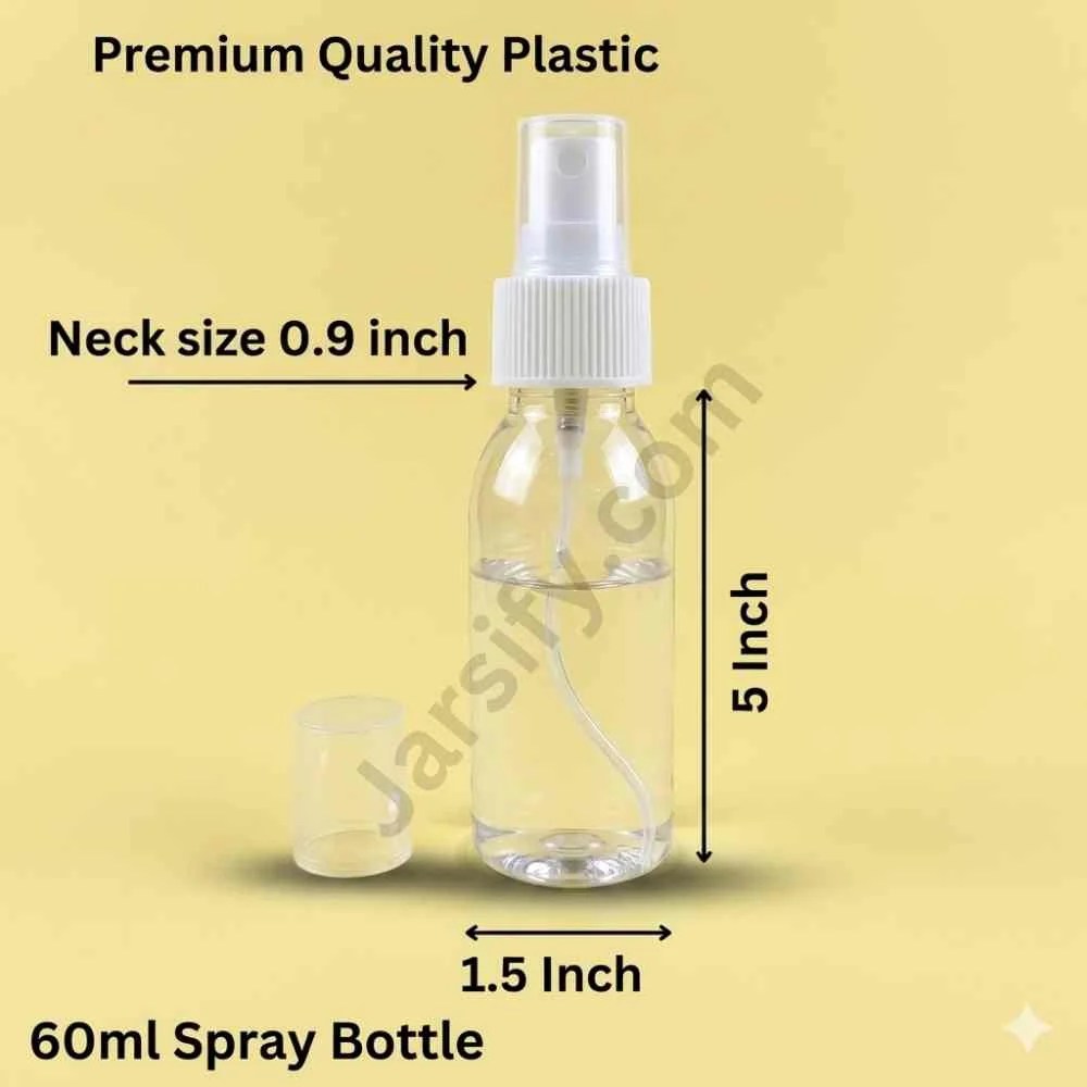 60ml plastic spray bottle with white nozzle, empty small bottle for sanitizer, perfume and liquid use