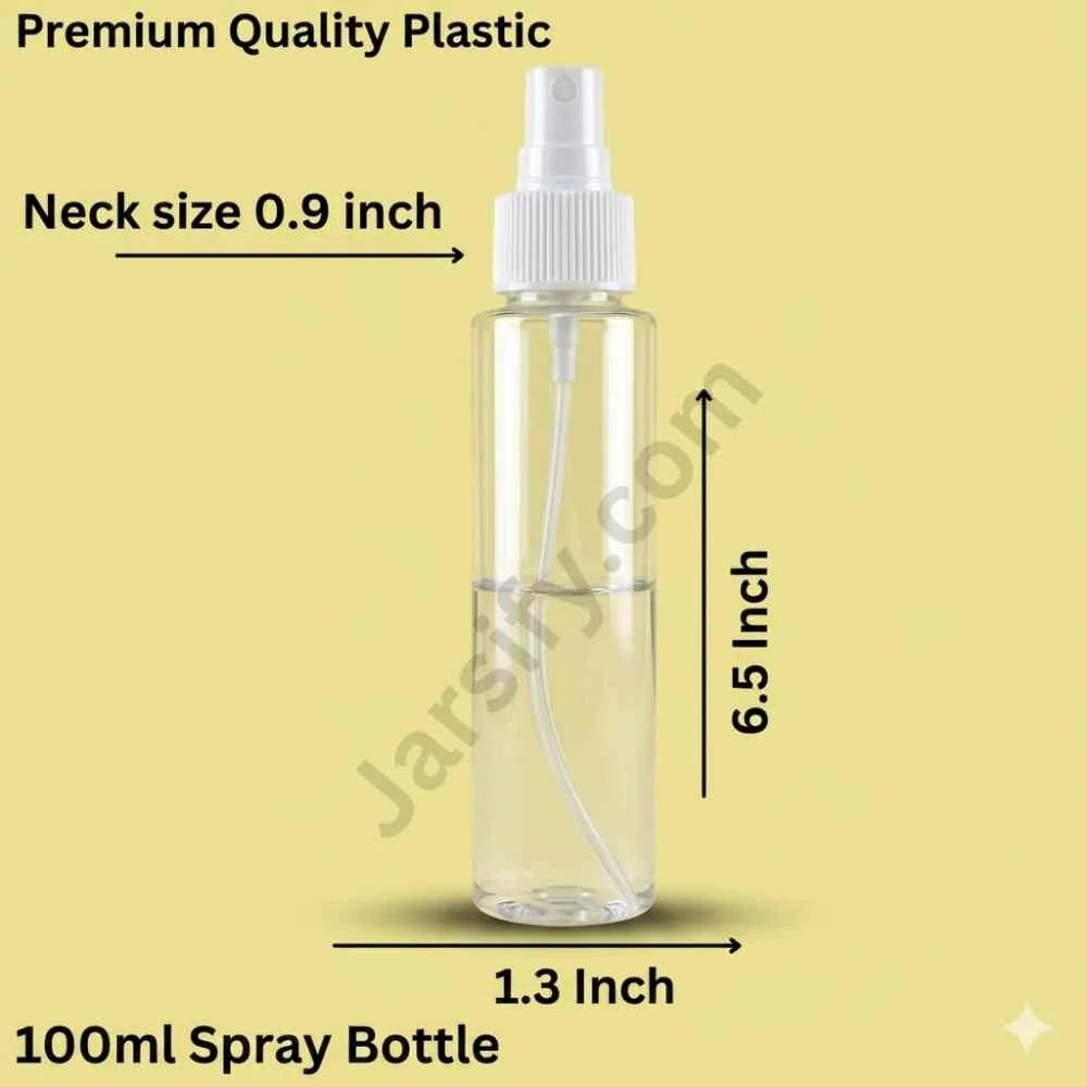 100ml clear plastic spray bottle with white cap, empty bottle for sanitizer, perfume and liquid storage