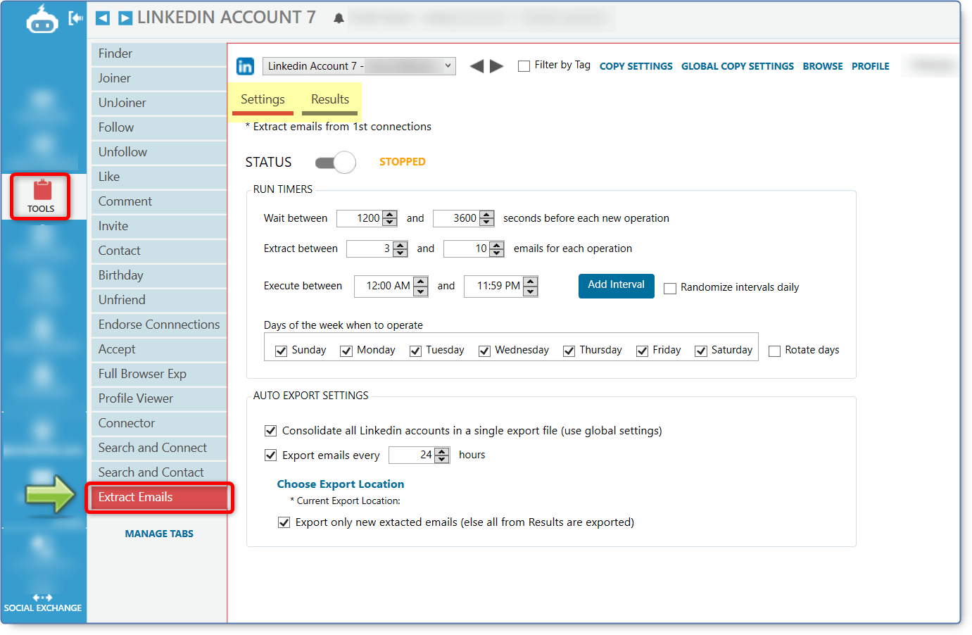 The linkedin extract emails tool
