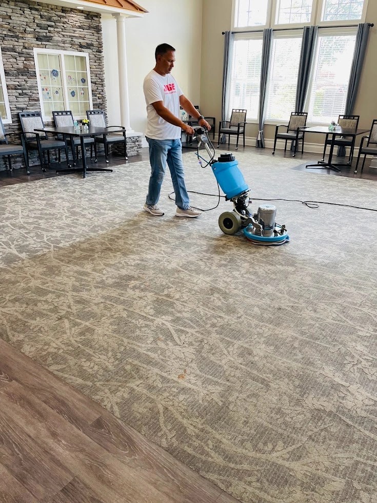Commercial floor cleaning in Midland, MI using professional carpet and hard surface extraction equipment