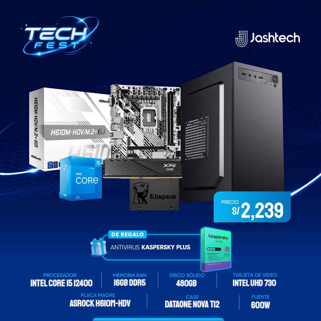 Pc2, CORE I5 12400, RAM 16GB, SSD 480GB,CASE DATAONE NOVA T12