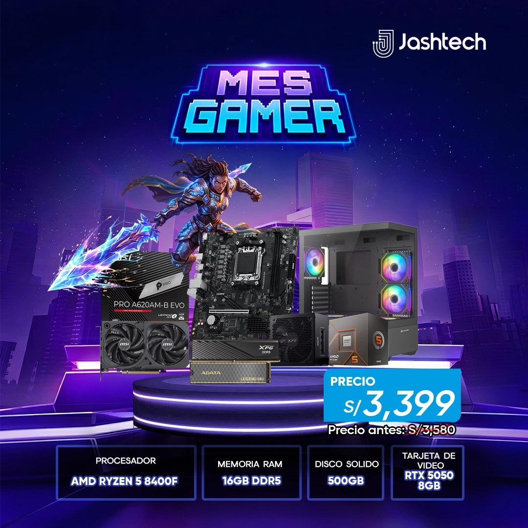 Pc3,RYZEN 5 8400F, RAM 16GB, SSD 500GB,RTX 5050 8GB, CASE JUPITER K04