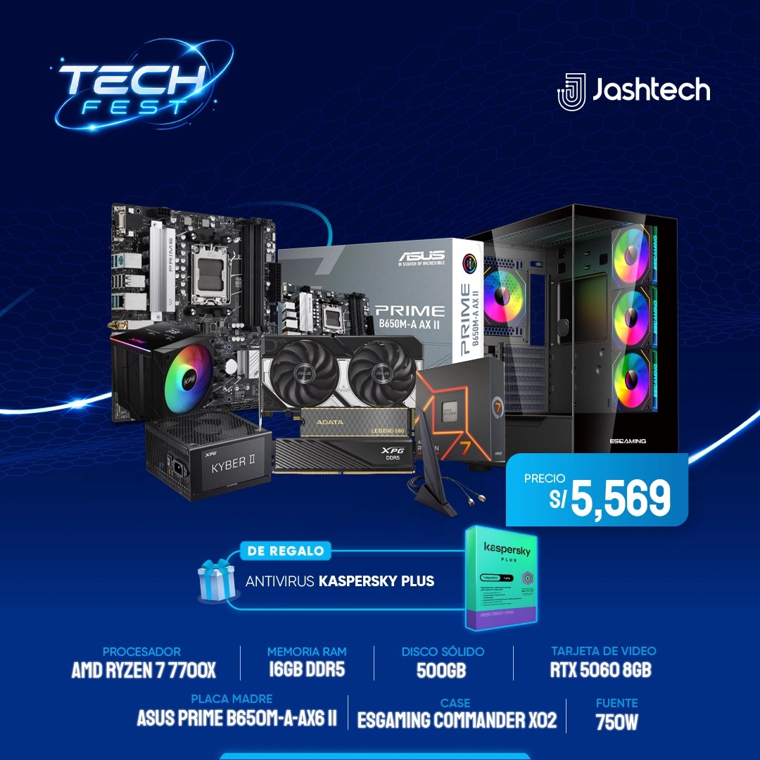 Pc6, RYZEN 7 7700X,16GB,500GB,RTX 5060 8GB,CASE COMMANDER X02