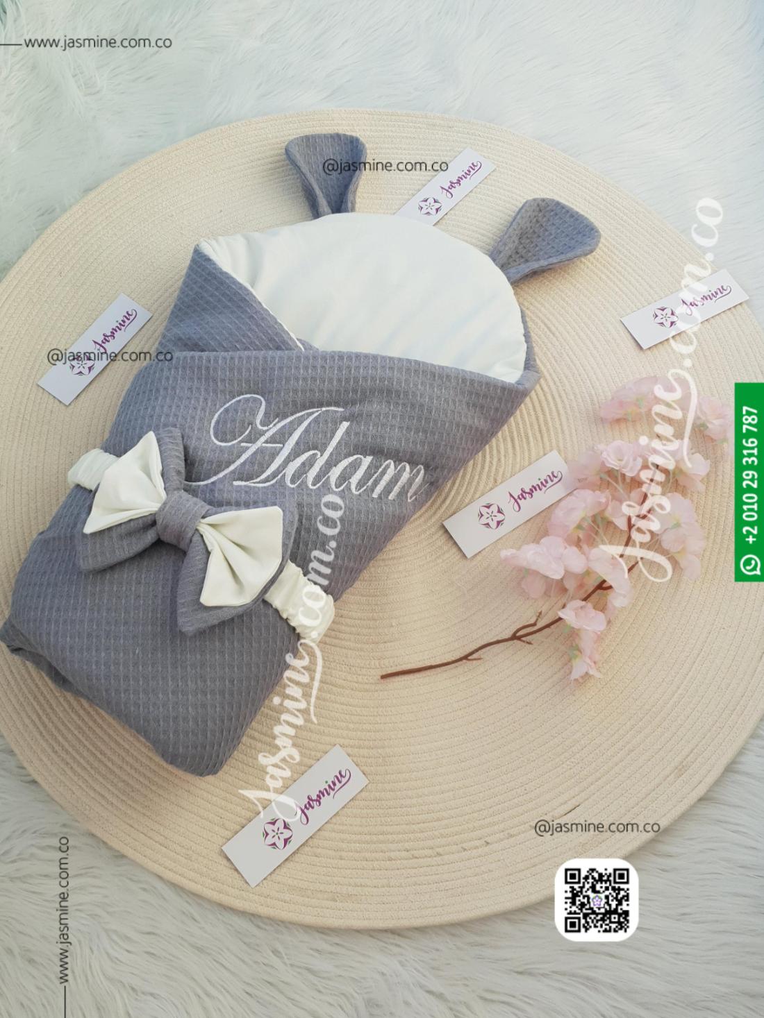 بورت قطن بيكا لحاف لفة بيبي شكل دبدوب Personalised Baby Bear cotton Swaddle Wrap - Custom Name Sleeping Bag Blanket - Image 2