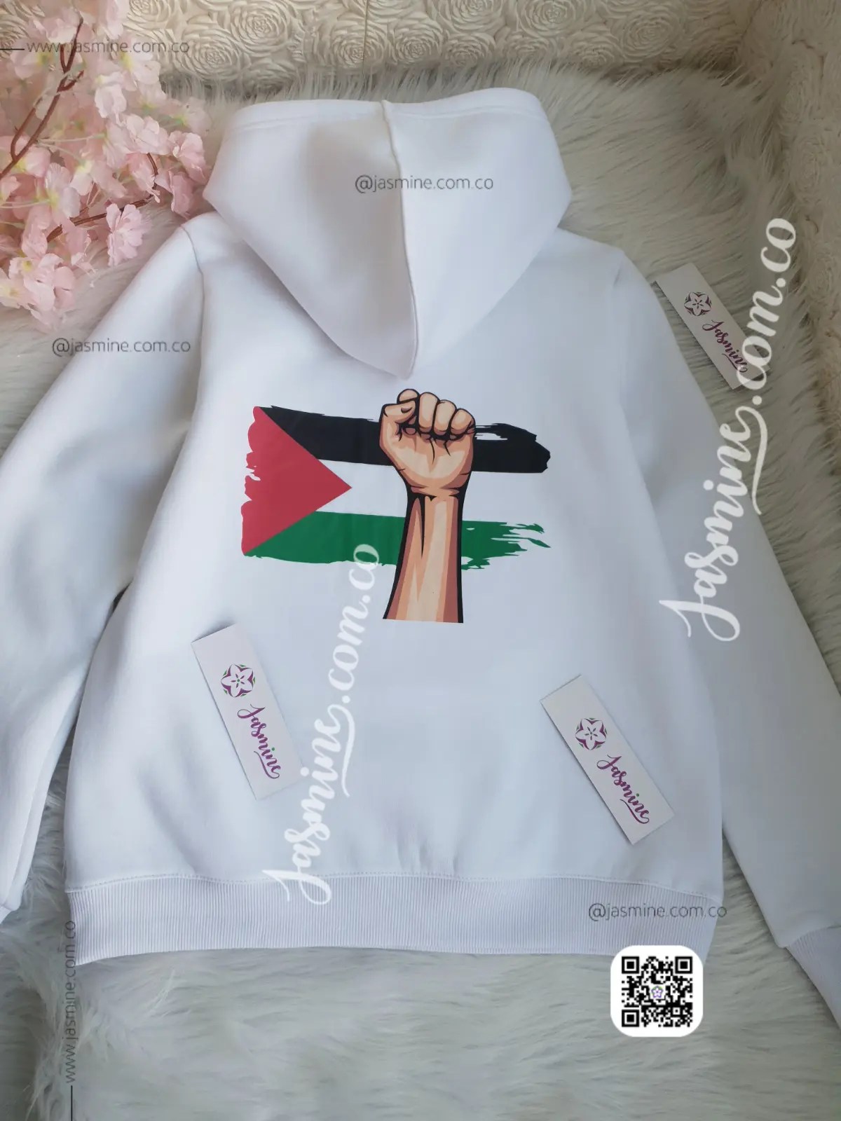 هودي شتوي ميلتون قطن طباعة فلسطين حرة - Image 3