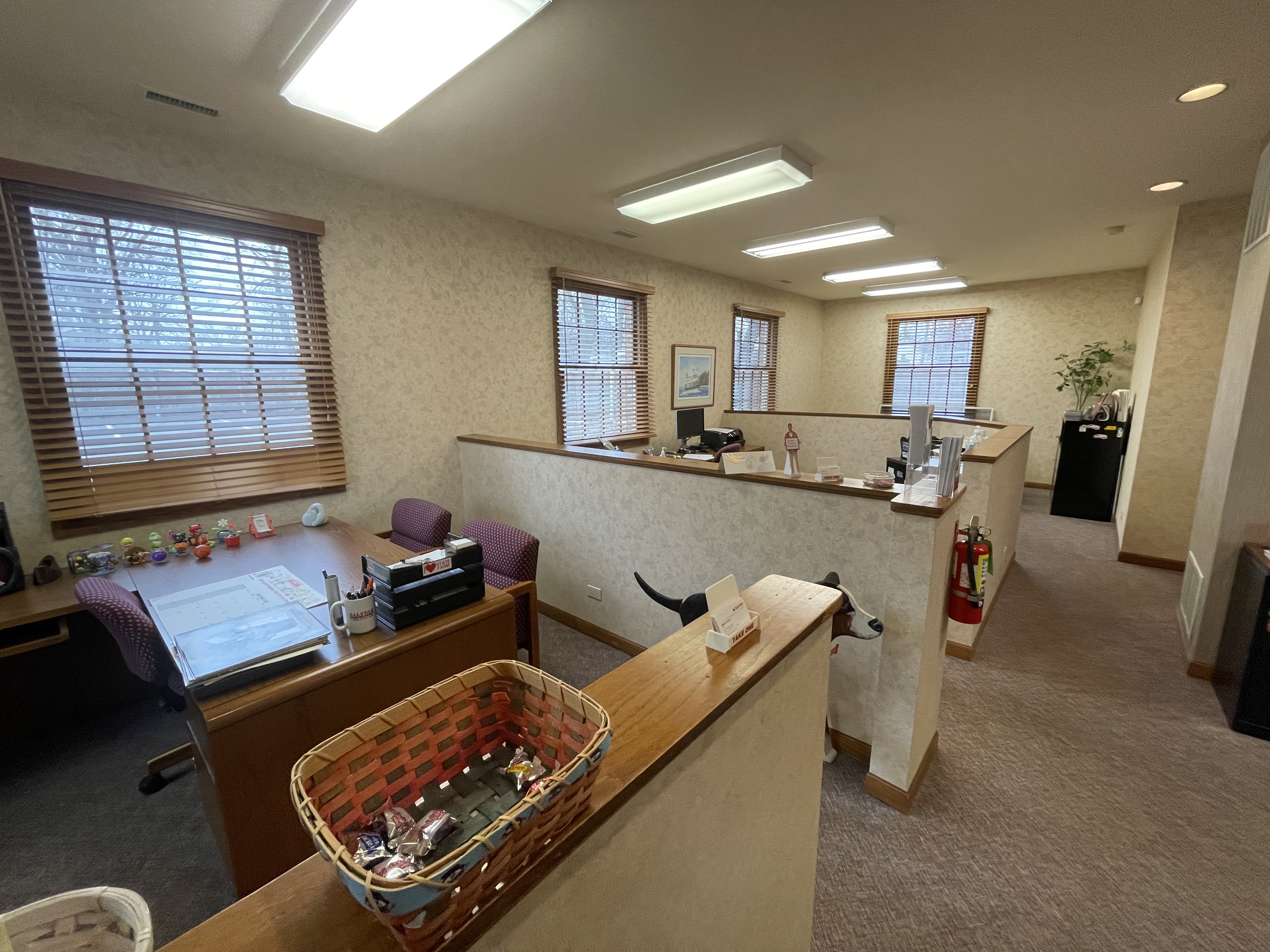 Interior at 4156 Old Grand Ave, Gurnee IL - office suite with reception, private offices, kitchen and restrooms photo