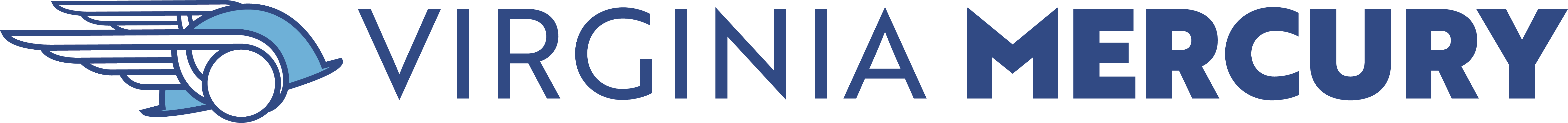 Virginia Mercury logo with a blue winged emblem, representing the news publication