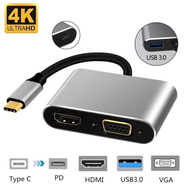 CONVERTER TYPE-C TO HDTV VGA + USB + PD
