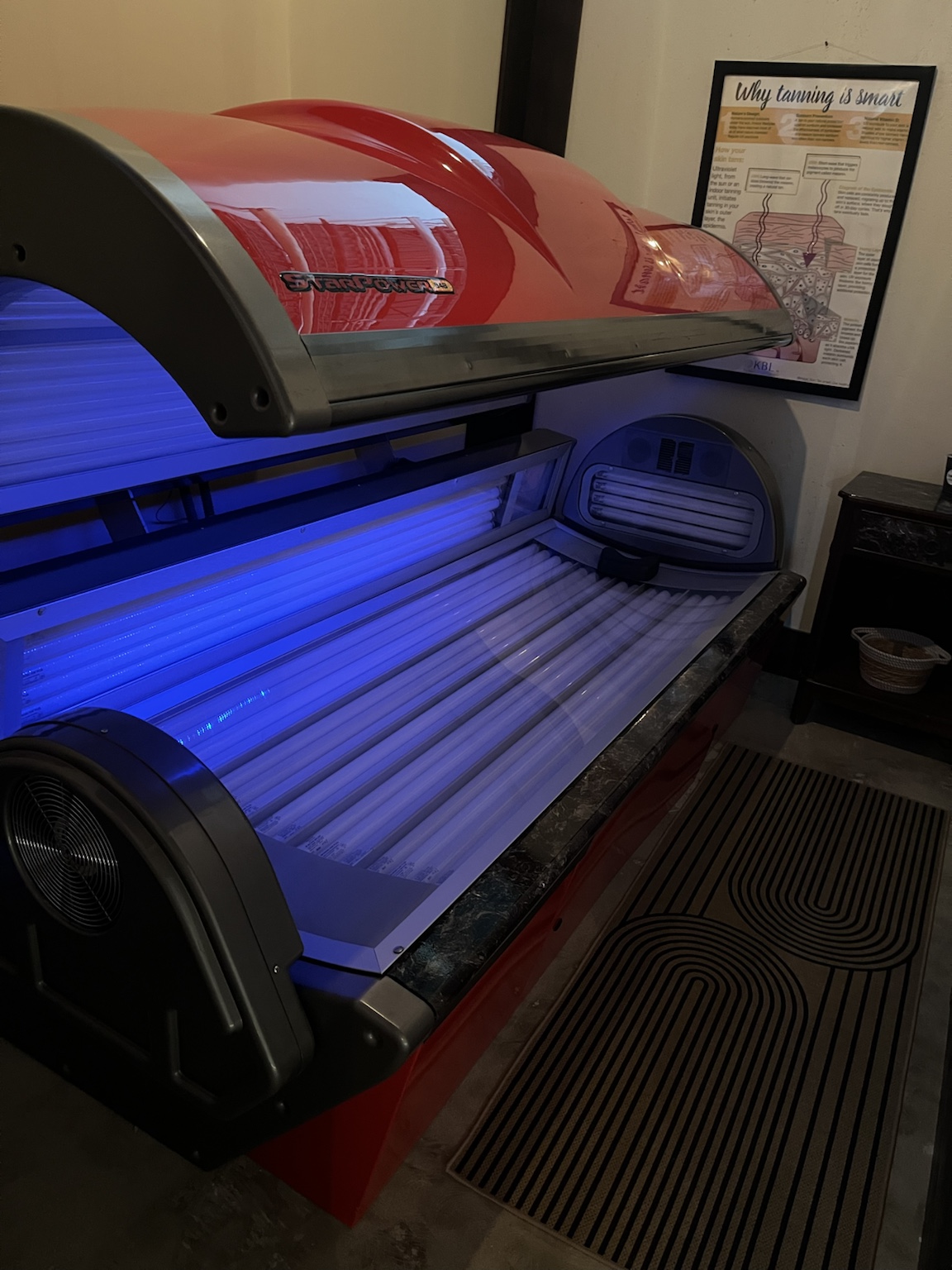 Cappuccino classic lay-down tanning bed at JAVA Tanning MedSpa Wellness Centre in Brantford