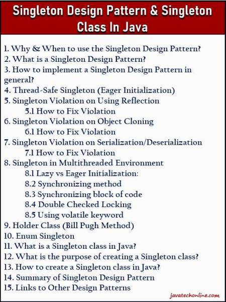 Singleton Design Pattern In Java With All Scenarios - JavaTechOnline
