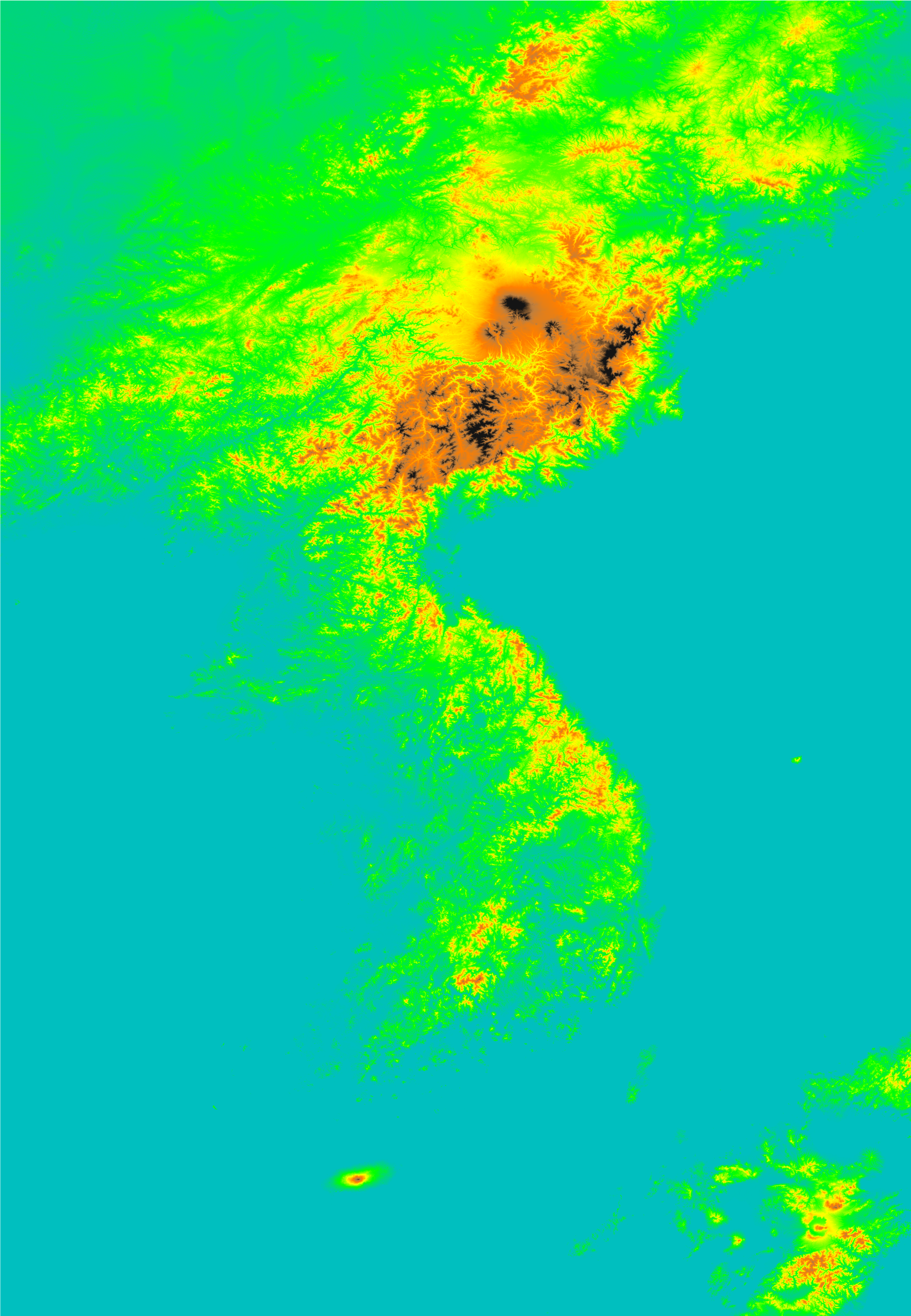The Korean peninsula: ASTER DEM raw data