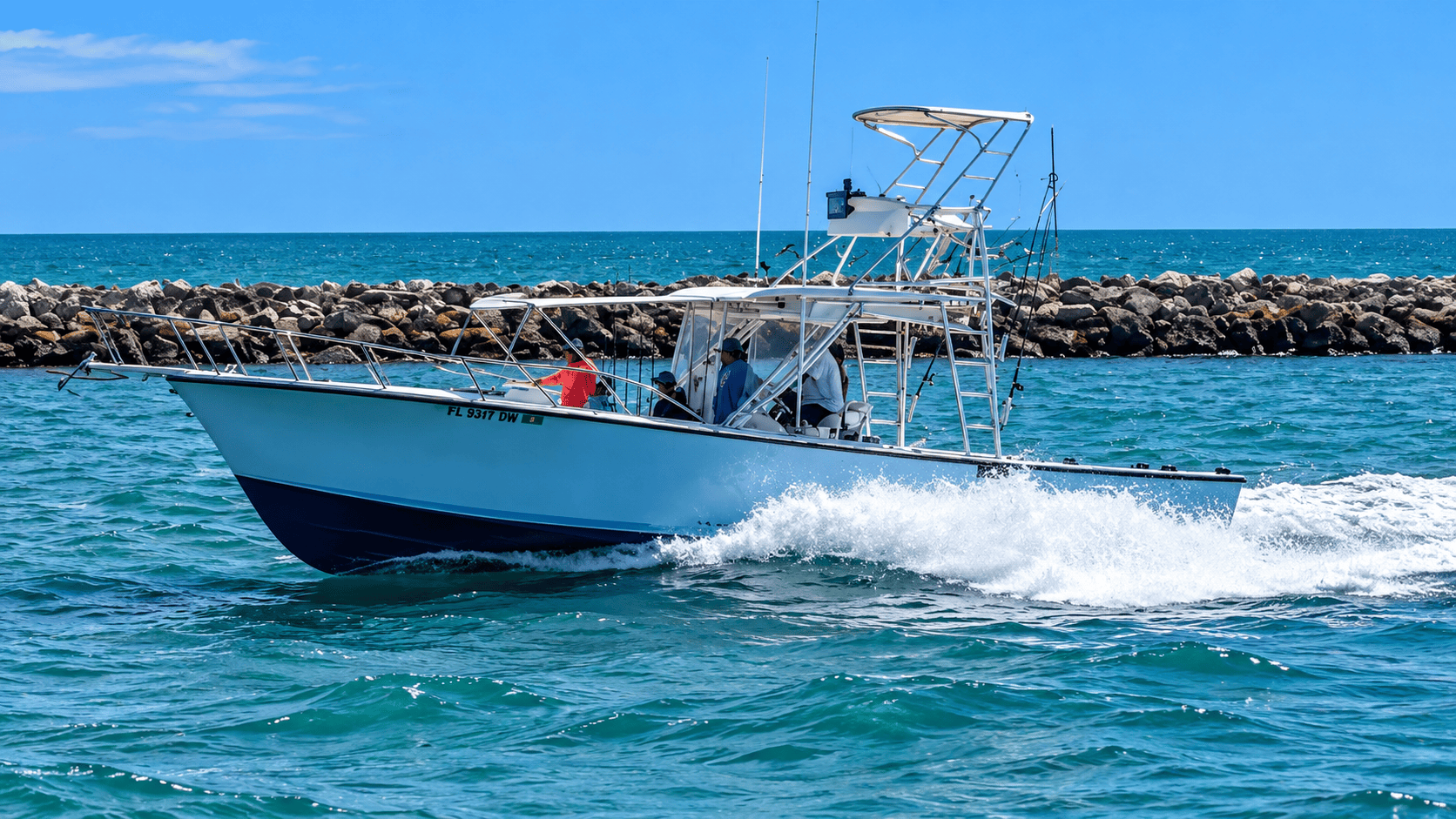 JawsToo fishing charter boat running offshore