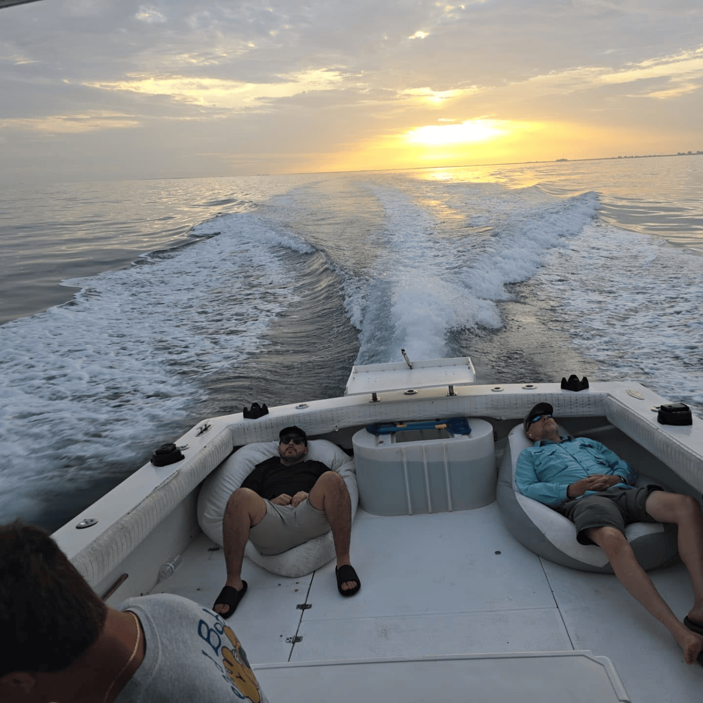JawsToo guests relaxing aboard the charter boat on the Gulf