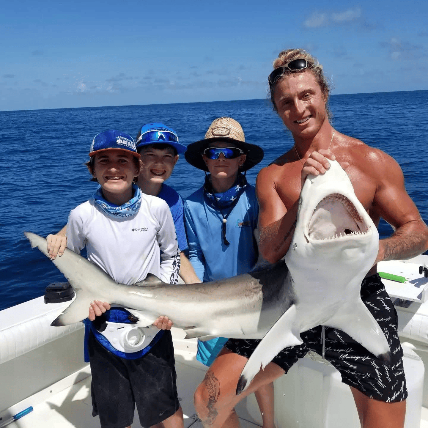 What's in Season - Shark caught during summer offshore charter with Jawstoo Fishing Charters
