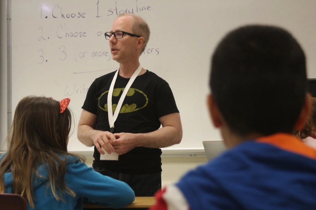 James McCann teaching storytelling at the Kamloops YAC in 2010.