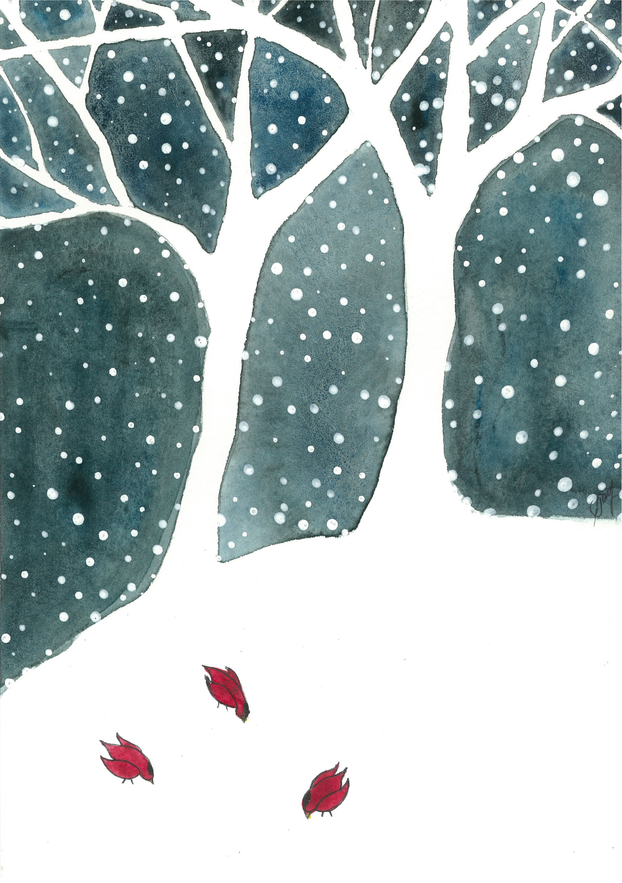 Cardinals in the snow