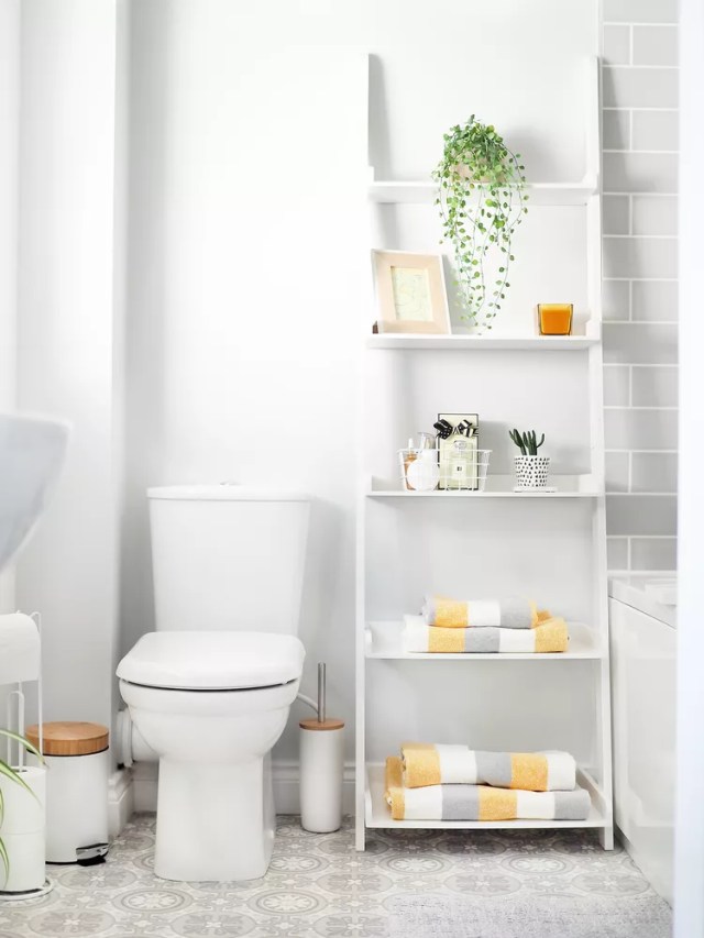 small bathroom with storage
