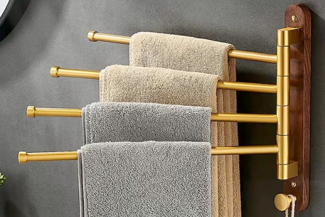 swivel towel rack is the best towel storage in a small bathroom