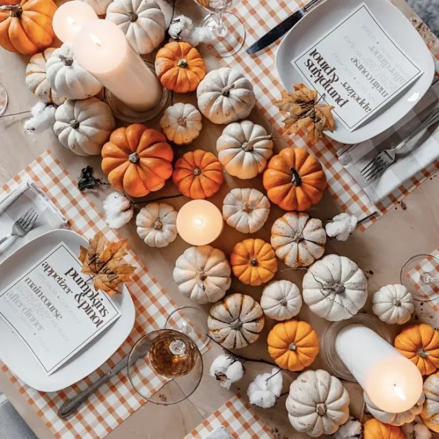 scattered mini pumpkins a quick and easy thanksgiving table decor idea