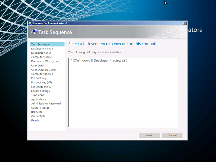 Deploy Windows 8 with MDT 2012: Create New Task Sequence and Boot Image