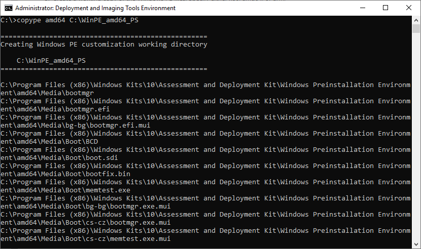 Creating Custom Windows PE from ADK 1903