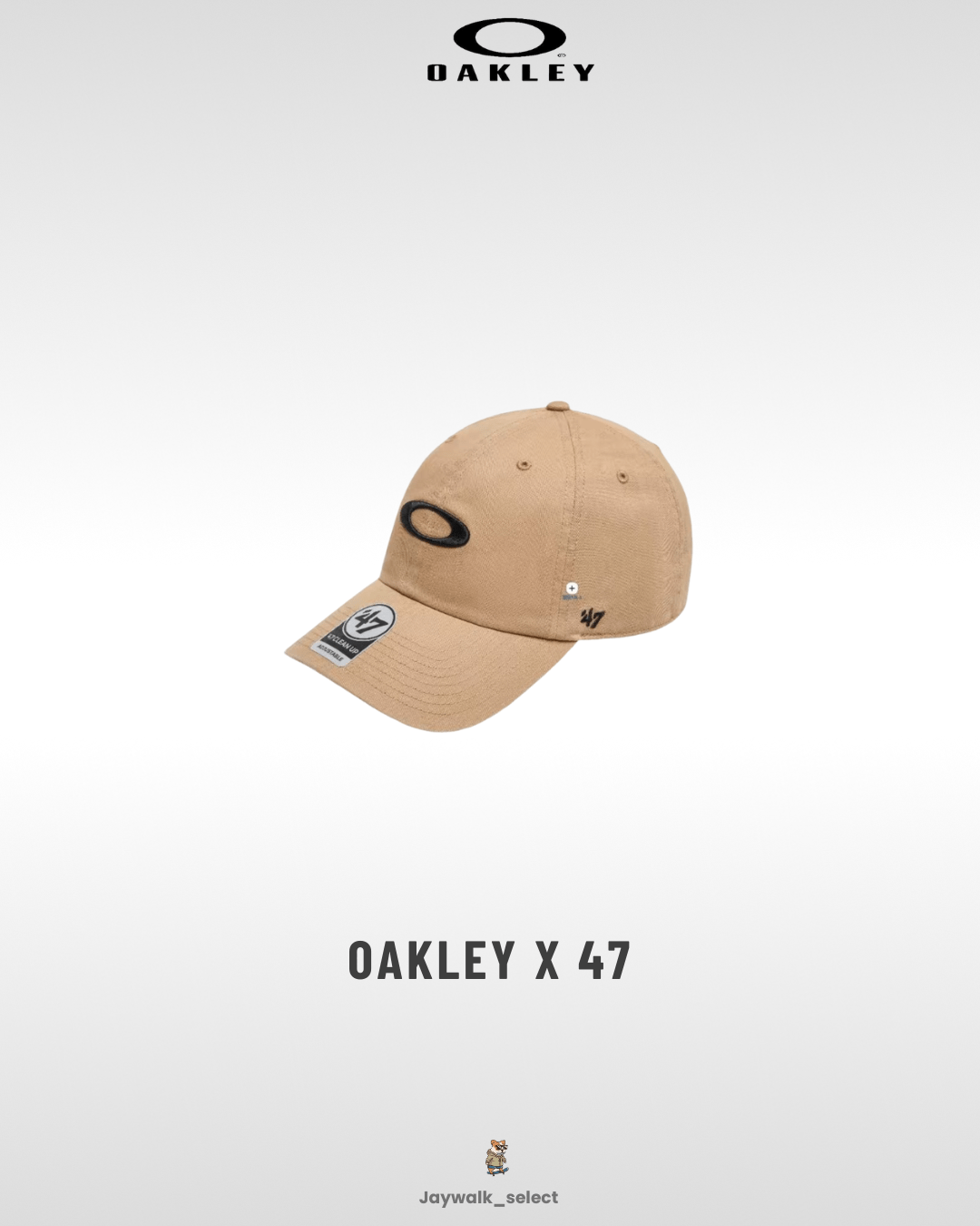 Oakley 歐克利 x 47brand 聯名 Logo 刺繡 鴨舌帽 卡其棕